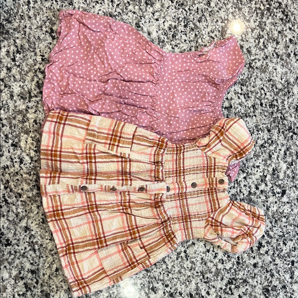 Cat & Jack Pink Polka Dot and Plaid Kids Dresses